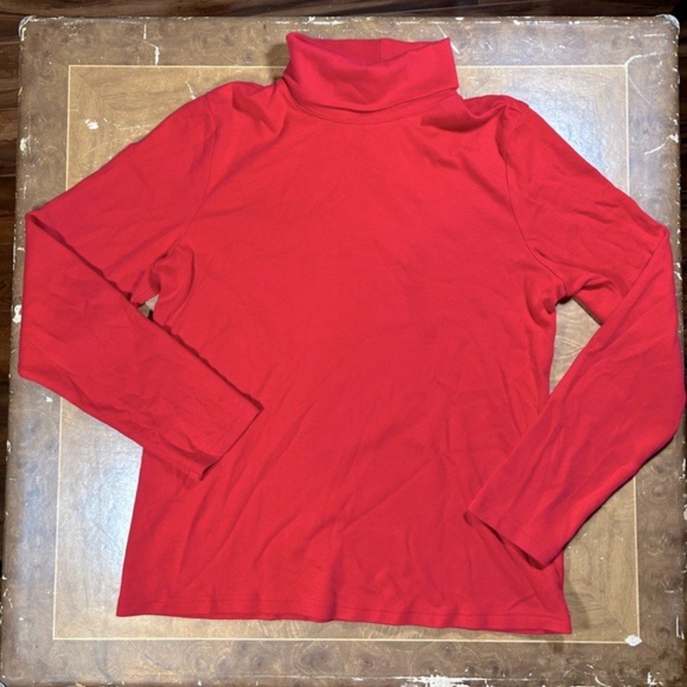Karen Scott Red Turtleneck Top Large Long Sleeve 2016 Classic Holiday Basic